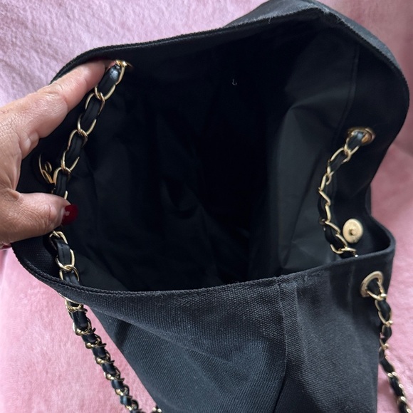 CHANEL Black Tote with Gold Chain Detail - Picture 4 of 5